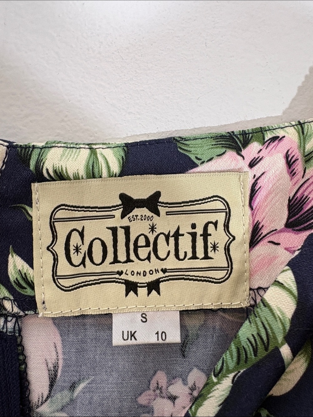 Collectif London Floral Bodycon Dress Retro Rockabilly 50s Stretch Cotton small - Picture 5 of 11